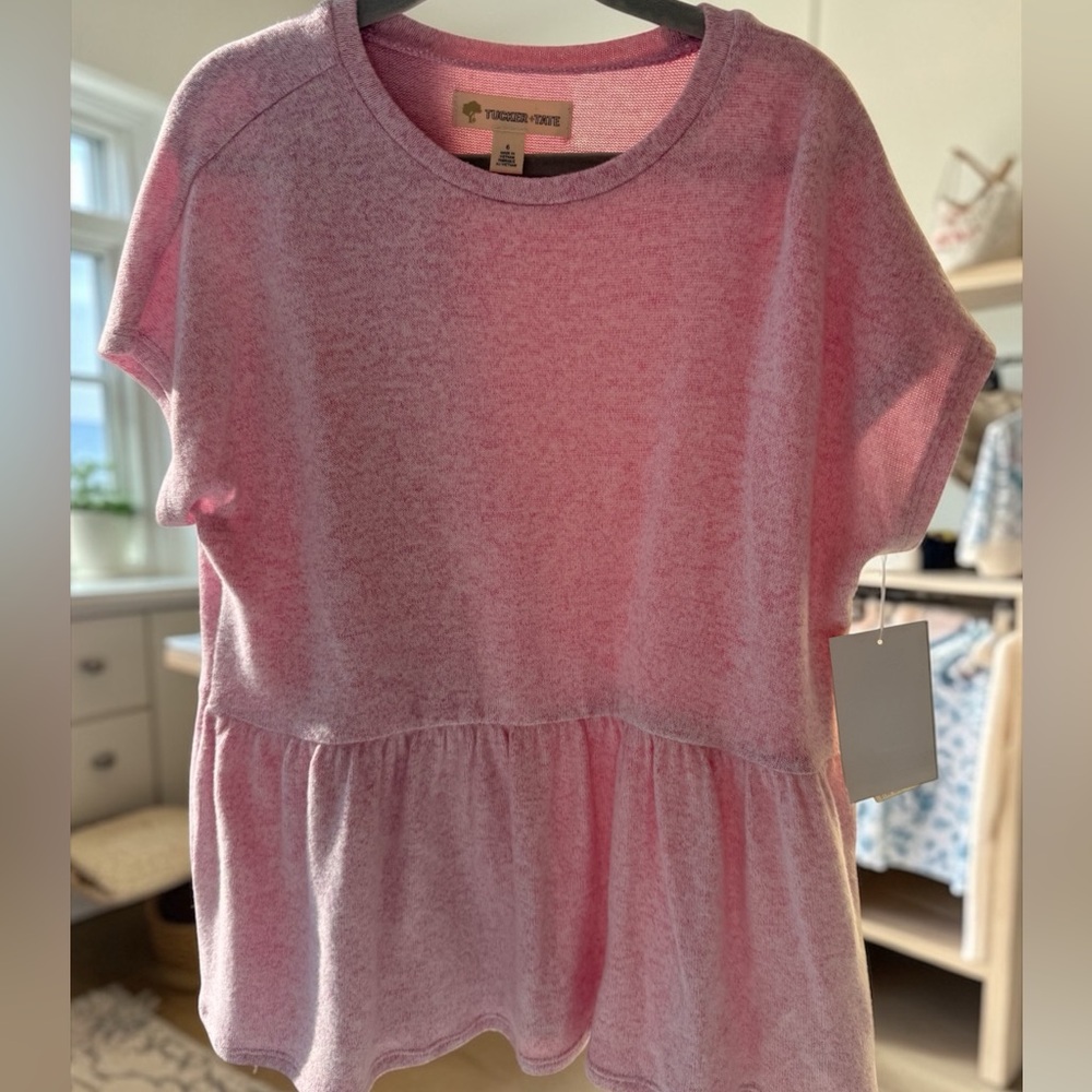 NWT Tucker + Tate Pink Short Sleeve Peplum Top size 6